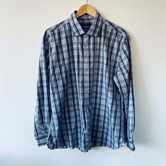 John Varvatos Other - John Varvatos USA Men's Long Sleeve Shirt Gray Plaid Slim Fit 16.5 32/33